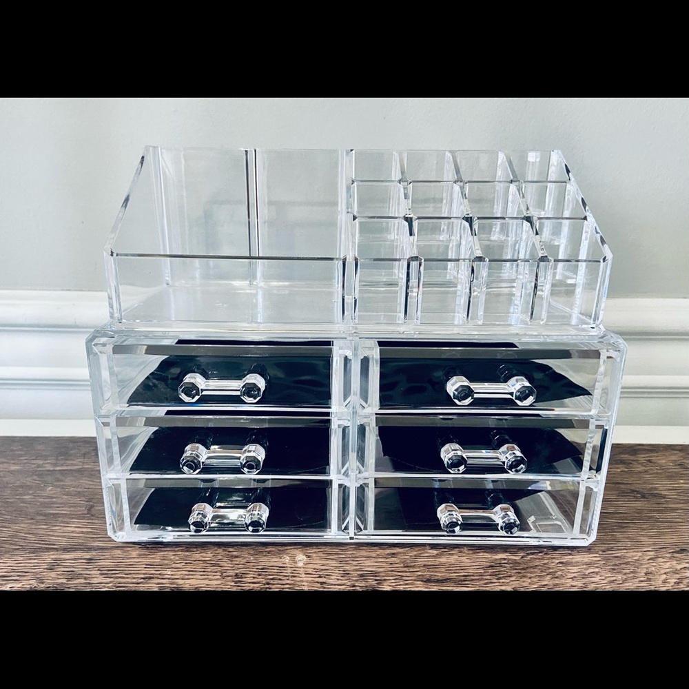 Acrylic Cosmetic•Makeup•Jewelry•Organizer•Storage Set of 2